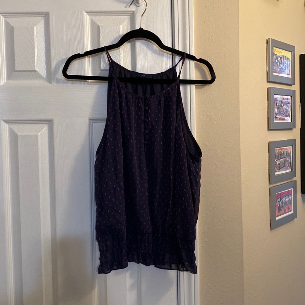 Like New, ECLAIR, Navy and Red Sleeveless Blouse - Size XL